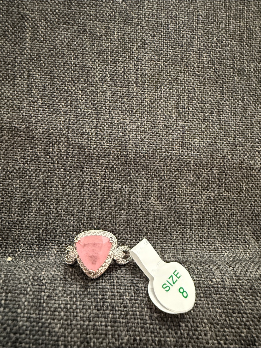 Bomb party OG rhodium plating Tone Pink Triangle Stone Ring - Size 8